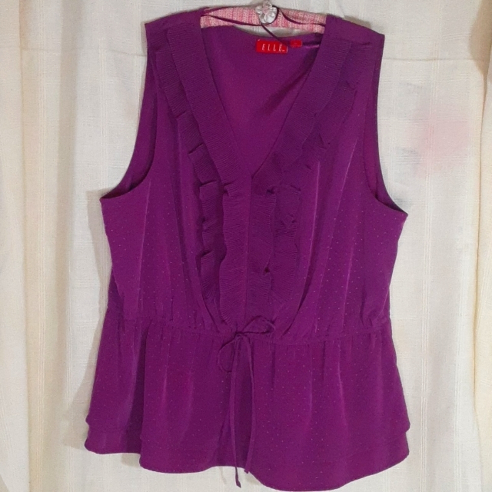 ELLE Rich Purple Dressy Top sz XL